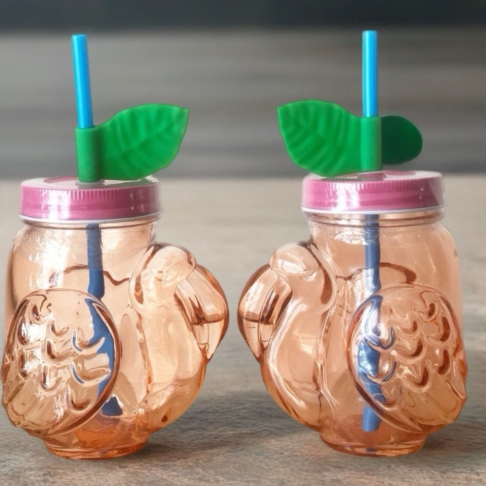 Target Bullseye Flamingo Mason Jar 16oz. Glass Tumblers With Straw (2) - Picture 3 of 10
